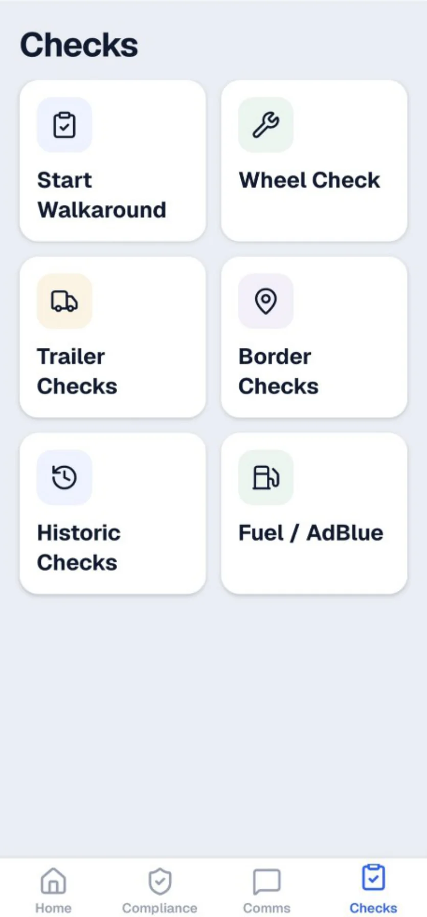 DDIR driver app — checks menu