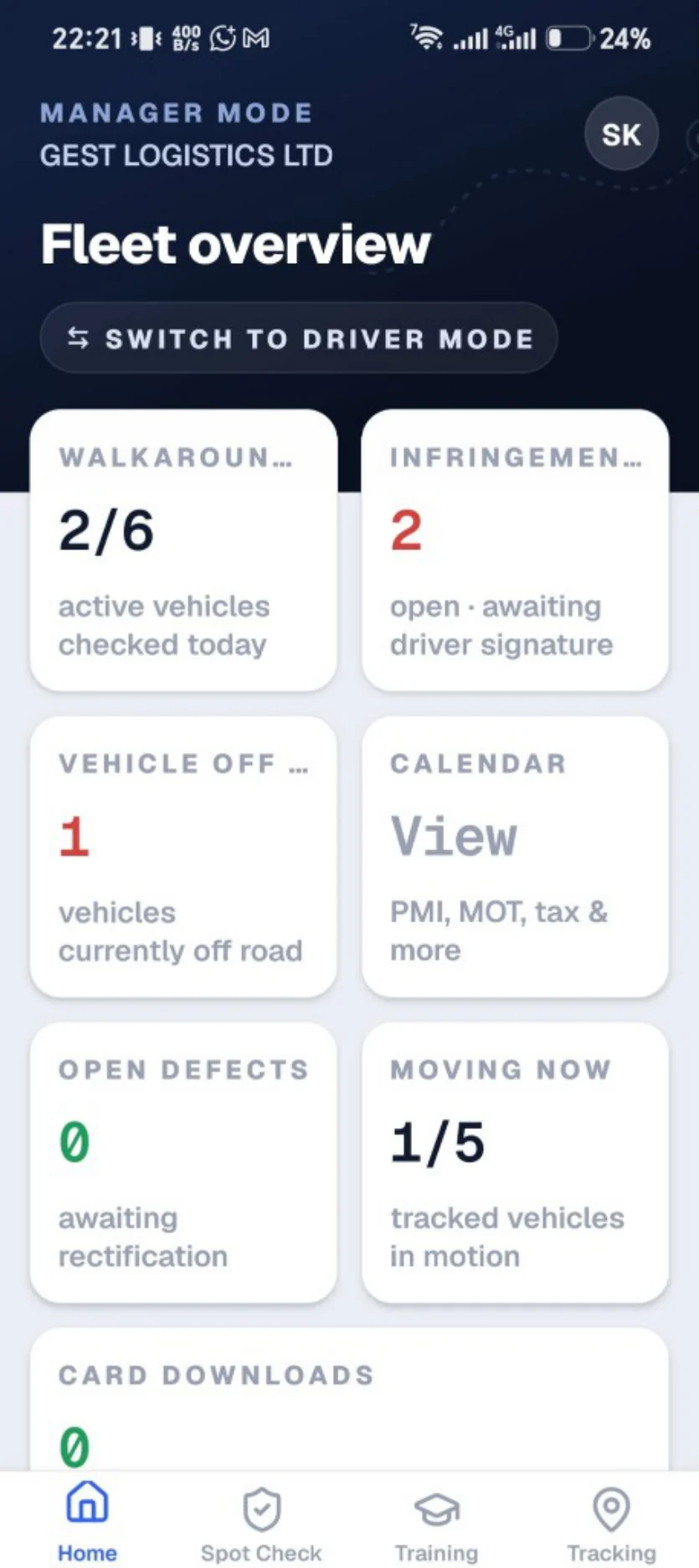 DDIR manager app — fleet overview