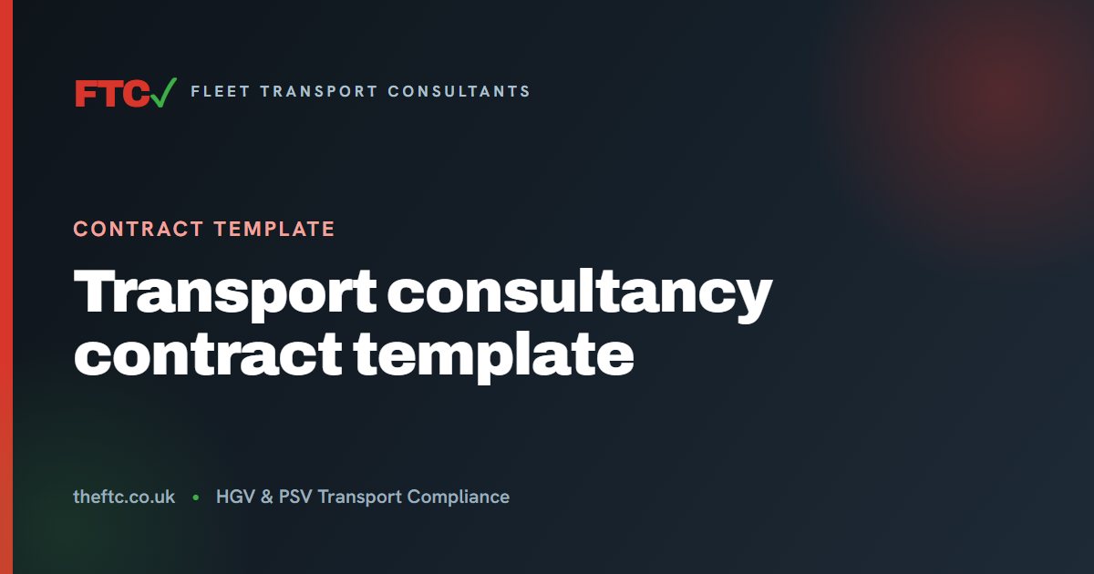 Transport Consultancy Contract Template | FTC