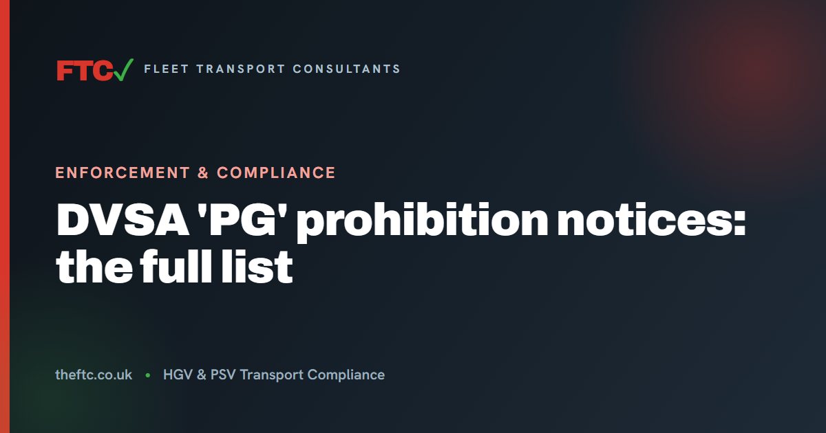 List of DVSA PG Notices Explained | FTC